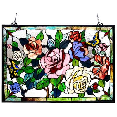 Chloe Floral Design Glass Bronze Window Panel