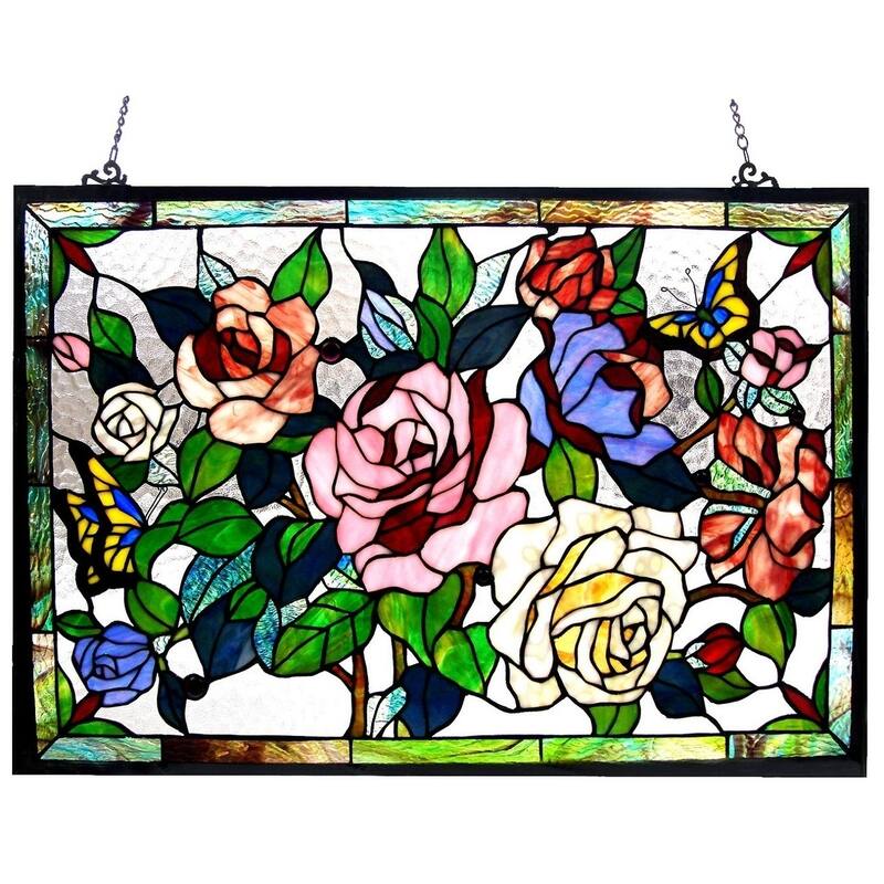 Chloe Floral Design Glass Bronze Window Panel