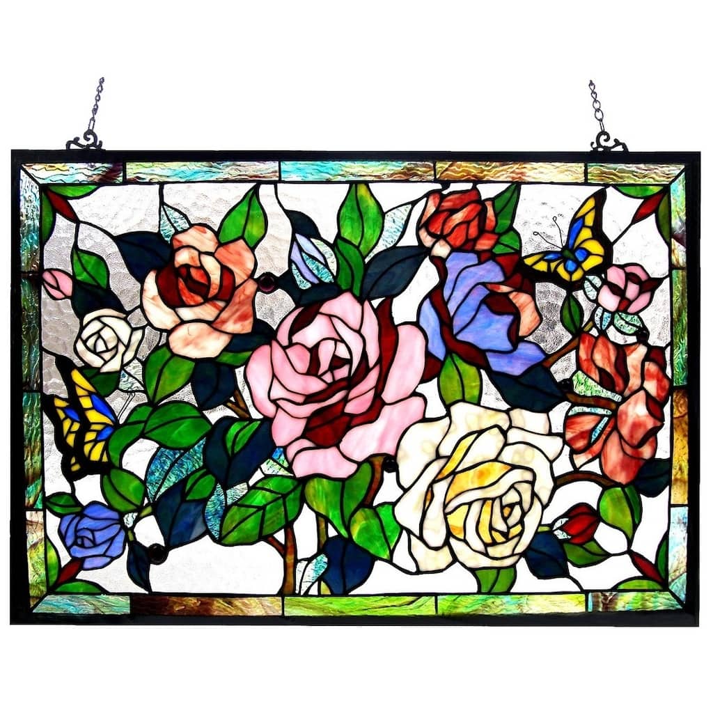 Chloe Floral Design Glass Bronze Window Panel