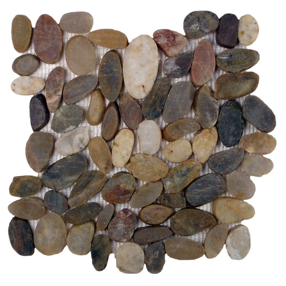 Merola Tile 11.75x11.75-inch Riverbed Flat Multi Natural Stone Mosaic Floor and Wall Tile (10 tiles/9.6 sqft.)