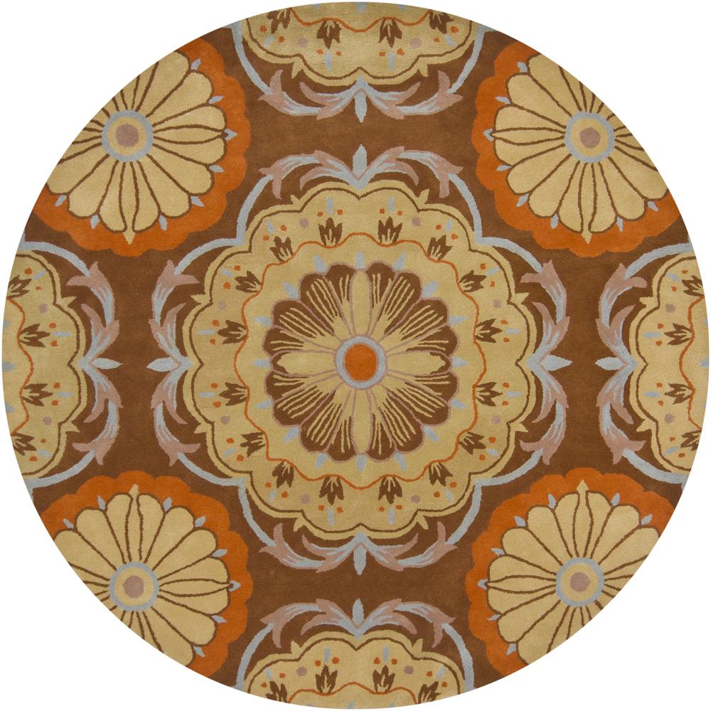 Hand tufted Mandara Brown/orange/beige New Zealand Wool Rug (79 Round)