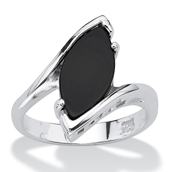 Marquise-Shaped Genuine Onyx Sterling Silver Classic Ring Naturalist