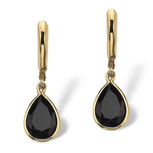 Black Onyx Gemstone Minimal Drop Earrings 925 Sterling Silver