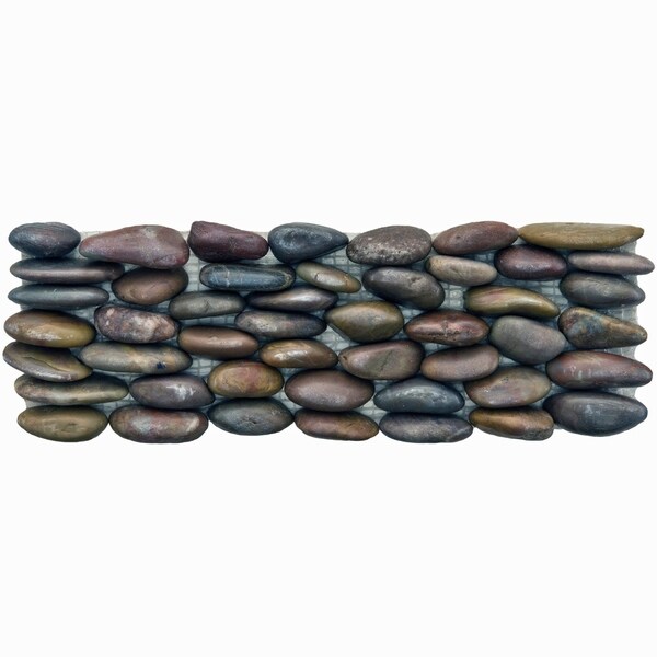 SomerTile 4x12-in Riverbed Horizon Red Natural Stone Mosaic Tile (Pack of 12)