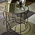 Handmade Brass-plated Iron Mirrored Round SideTable (India)
