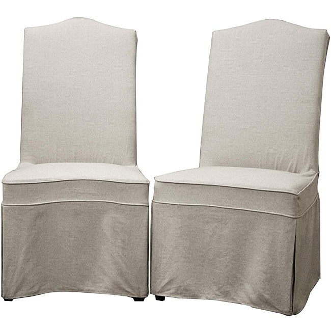 Coralie Beige Linen Slipcover Effect Dining Chairs (Set of ...