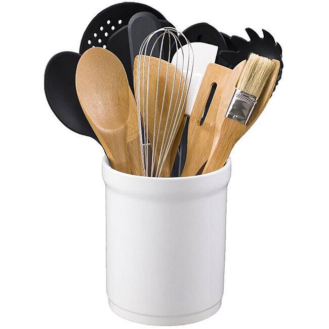Kitchen Tool 16-piece Set in Ceramic Tub
