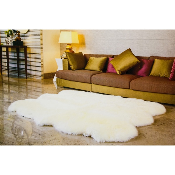 Alexa Sexto Sheepskin/ Wool Shag Rug (3' 11" x 5' 3") Nuloom 3x5   4x6 Rugs