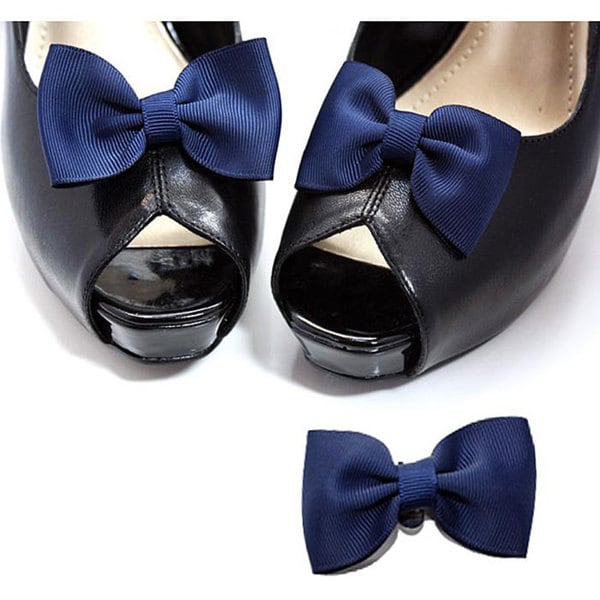 Navy Fabric Bow Shoe Clips Free Shipping On Orders Over 45