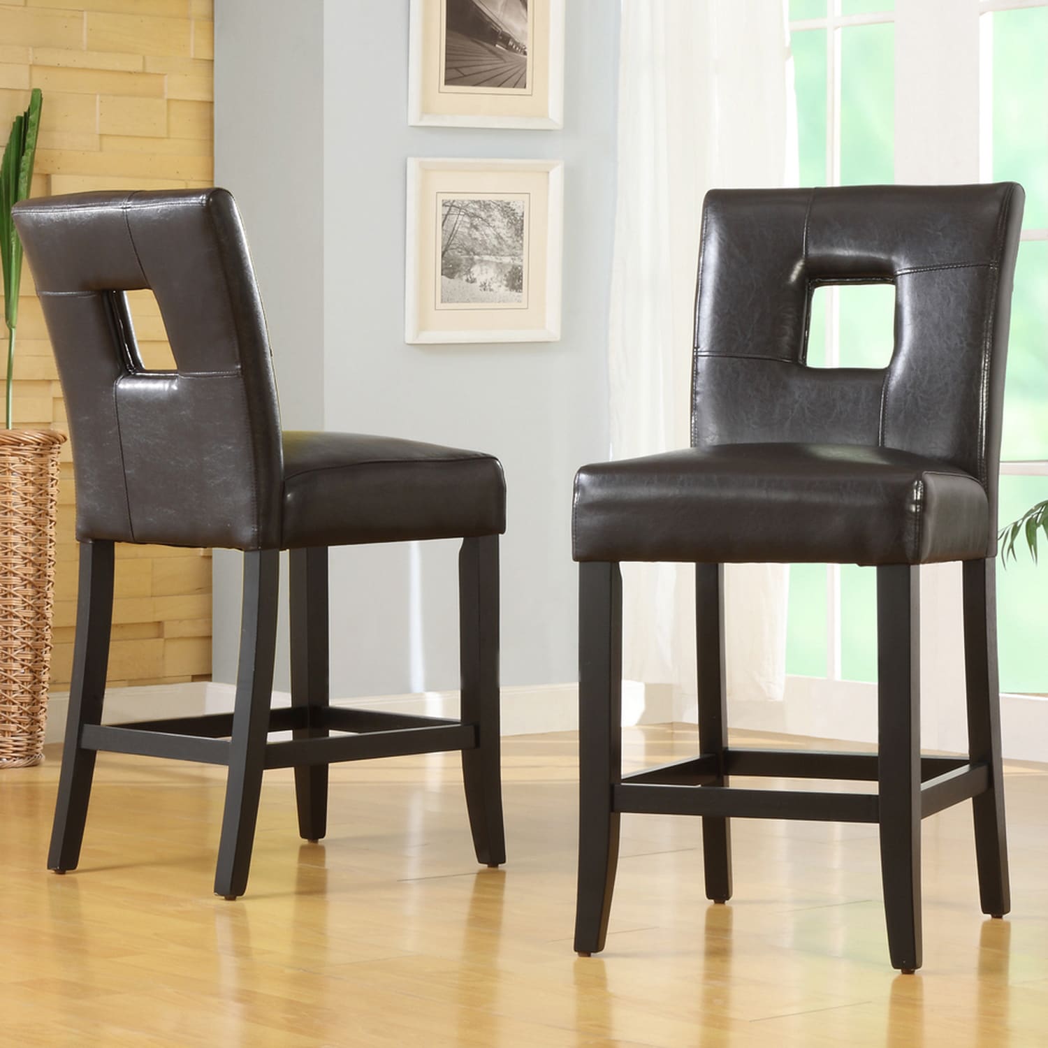Tribecca Home Mendoza Brown Keyhole Counter Height Stools (set Of 2)