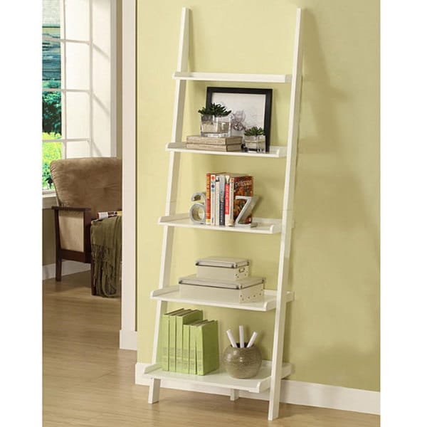 Shop White Five-tier Leaning Ladder Shelf - Free Shipping ...