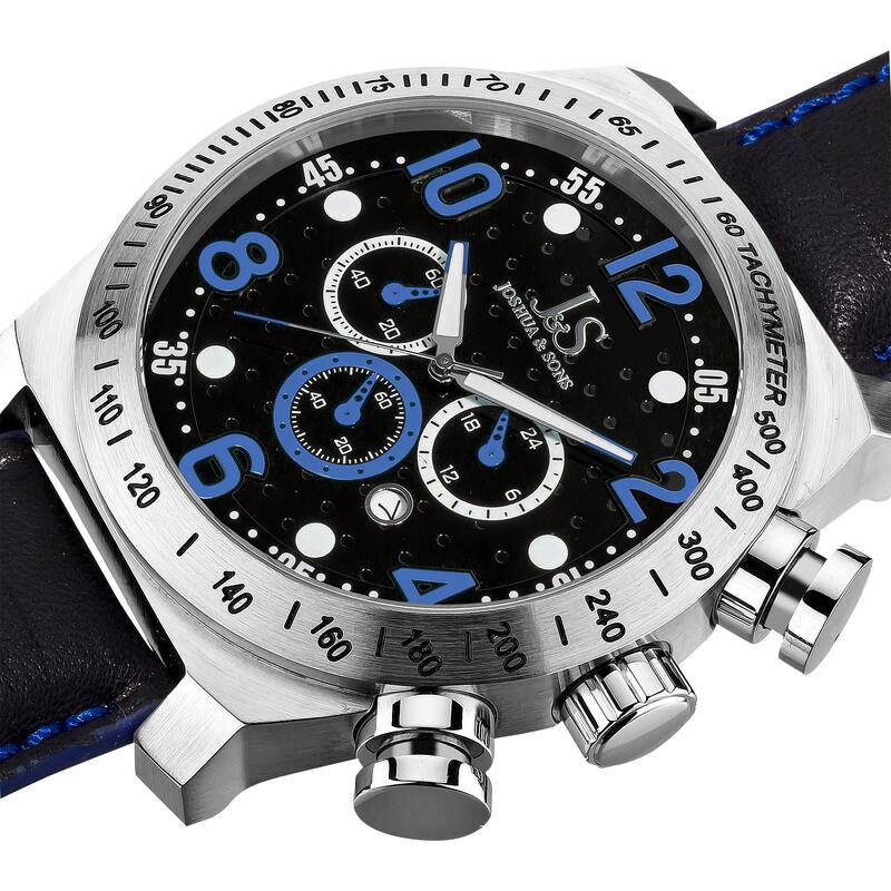 Joshua & Sons Men's Oversized Chronograph Stainless-Steel Sport Watch with Black Dial