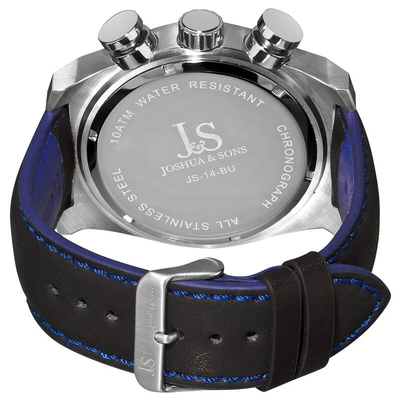 Joshua & Sons Men's Oversized Chronograph Stainless-Steel Sport Watch with Black Dial