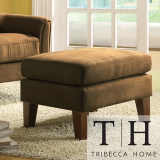 TRIBECCA HOME Uptown Peat Microfiber Suede Modern Ottoman Tribecca Home Ottomans