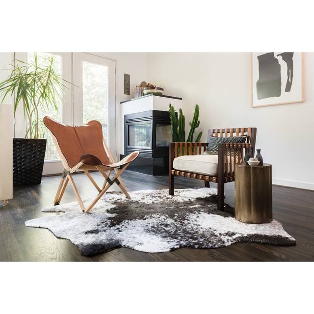 Alexander Home Charcoal Faux Cowhide Area Rug