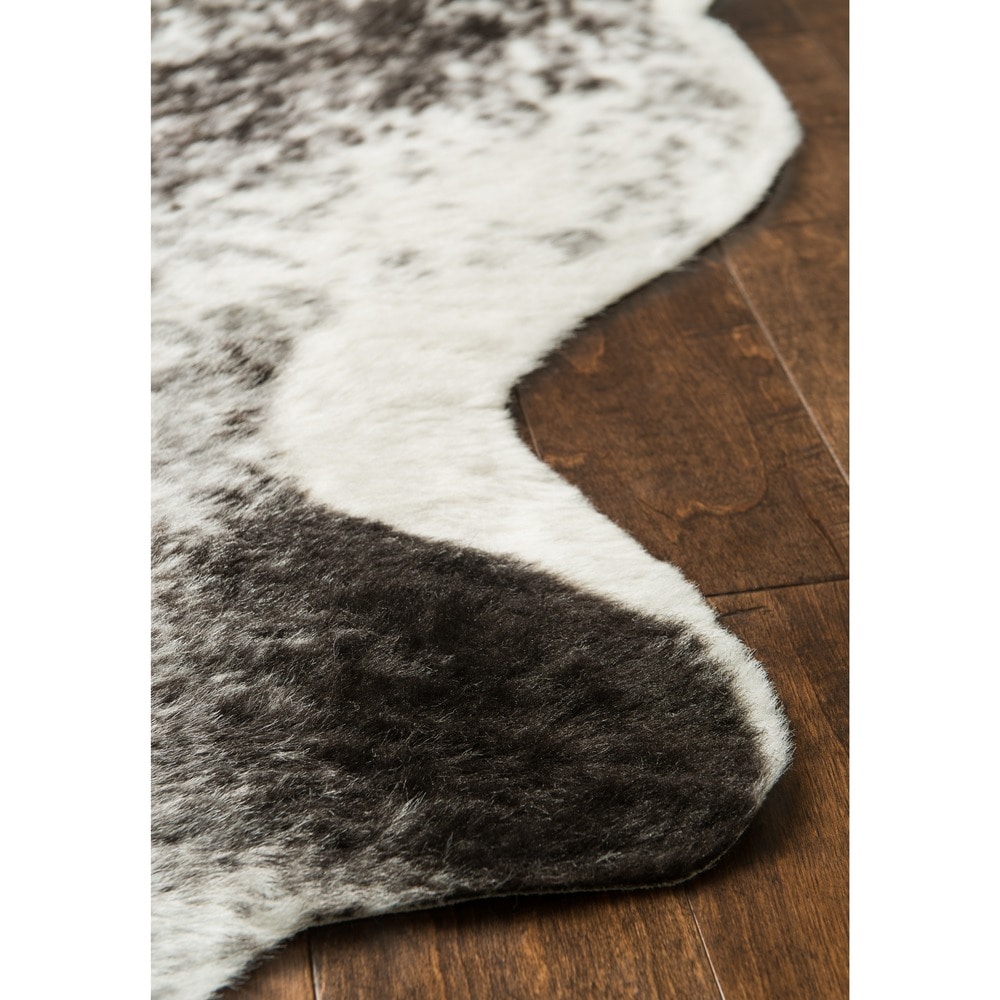 Alexander Home Charcoal Faux Cowhide Area Rug - On Sale - Bed Bath