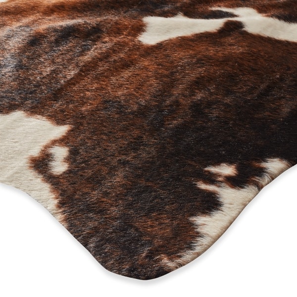 Shop Faux Cowhide Brown Beige Area Rug 6 2 X 8 On Sale