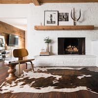 Faux Cowhide Brown/ Beige Area Rug - 6'2" x 8'