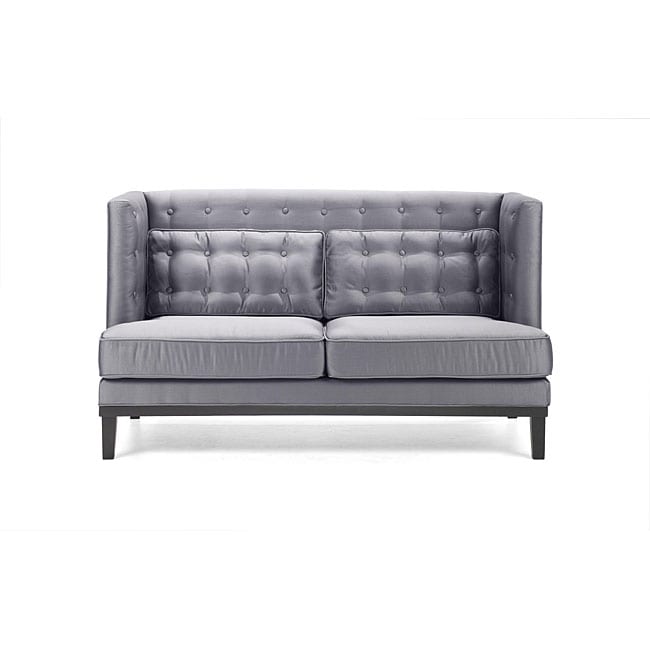 Modern Silver Satin Love Seat