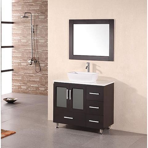 Vessel Bathroom Vanities Vanity Cabinets Online At Design Element Stanton 36 Inch Vessel Sink Espresso Bathroom Vanity