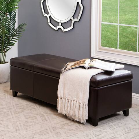 Abbyson Frankfurt Leather Storage Ottoman