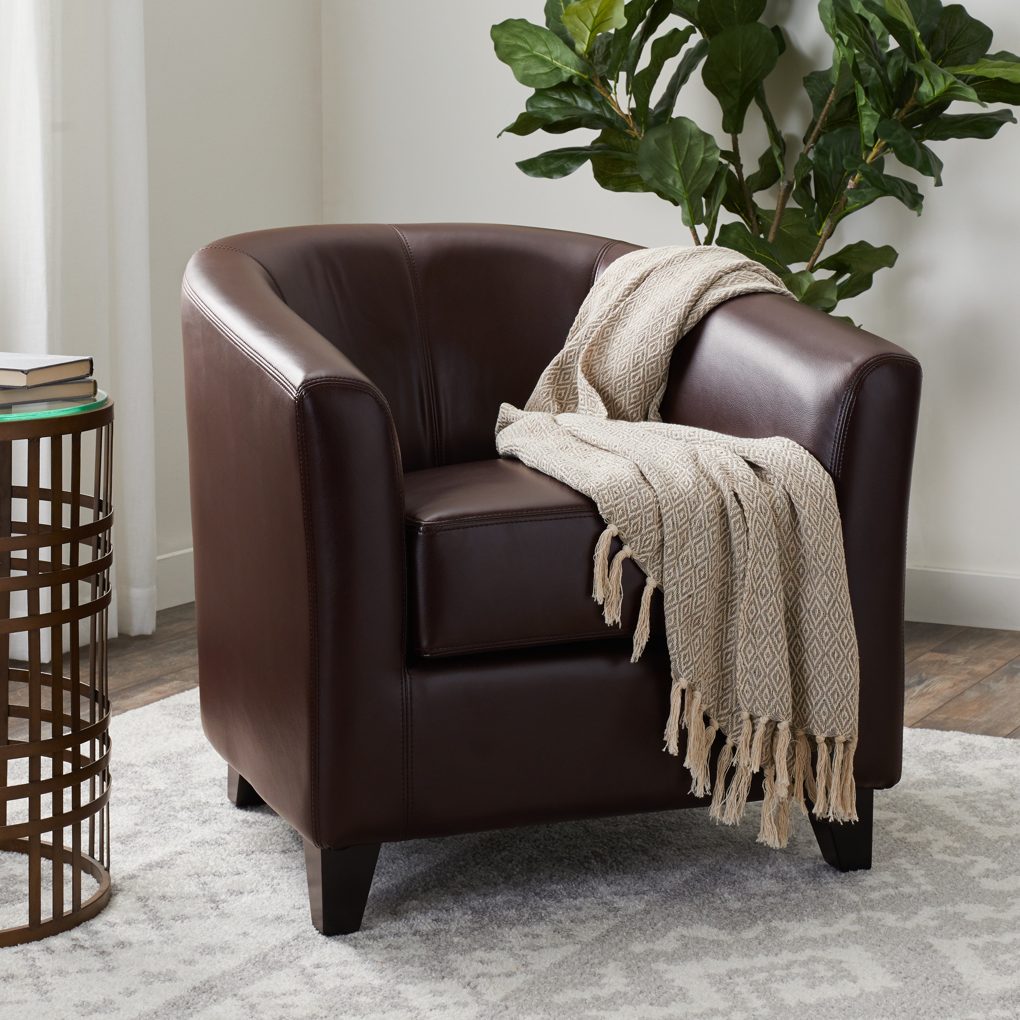 Abbyson Living Montecito Dark Brown Leather Armchair