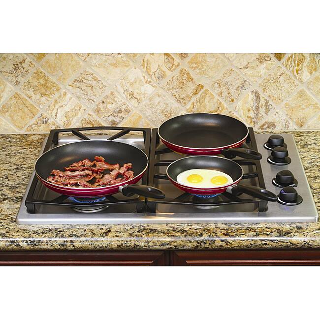 Aluminum Red 3-piece Nonstick Frypan Set