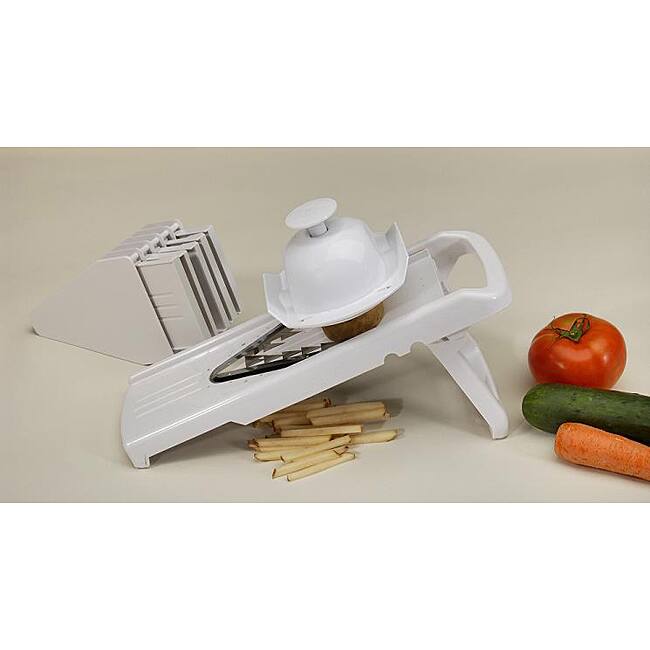 White V-shape Blade Mandolin Slicer with 5 Interchangeable Blades