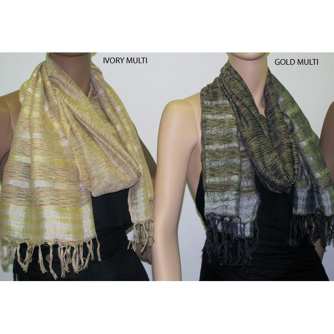 Multi stripe Metallic Scarves (pack Of 2)