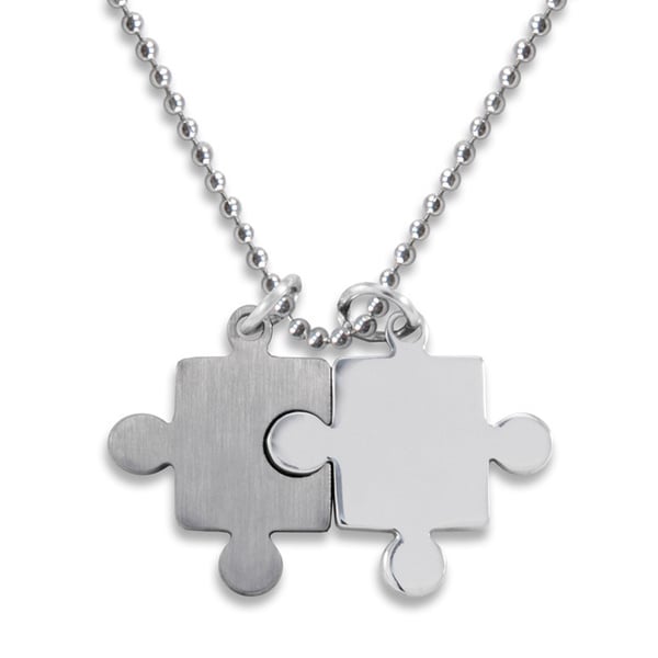 Stainless Steel Brushed/ Polished Puzzle Piece Necklace - 13095375 ...