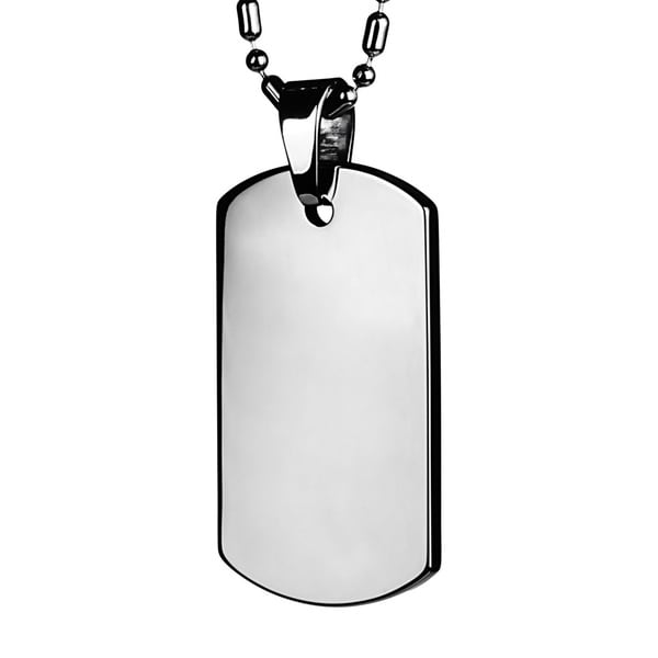 Men's Tungsten Carbide Polished Dog Tag (Includes Necklace)