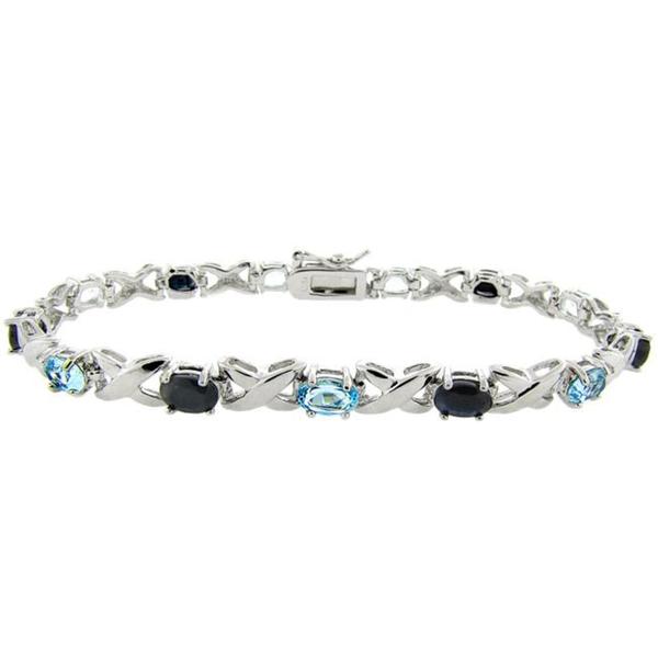 Dolce Giavonna Sterling Silver Shire And Blue Topaz Xoxo