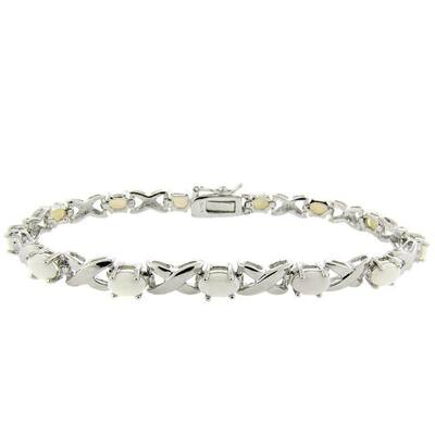 Dolce Giavonna Sterling Silver Opal XOXO Bracelet