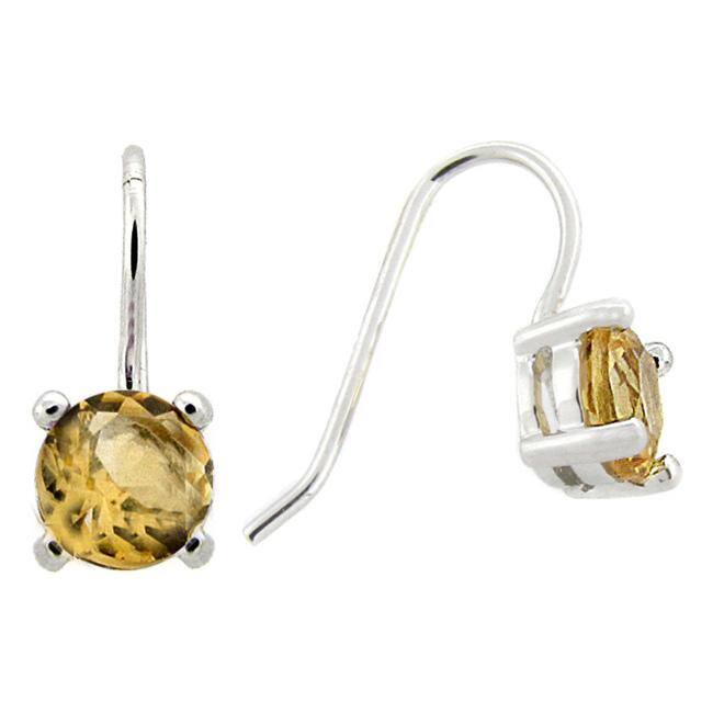 Dolce Giavonna Sterling Silver Citrine Drop Earrings