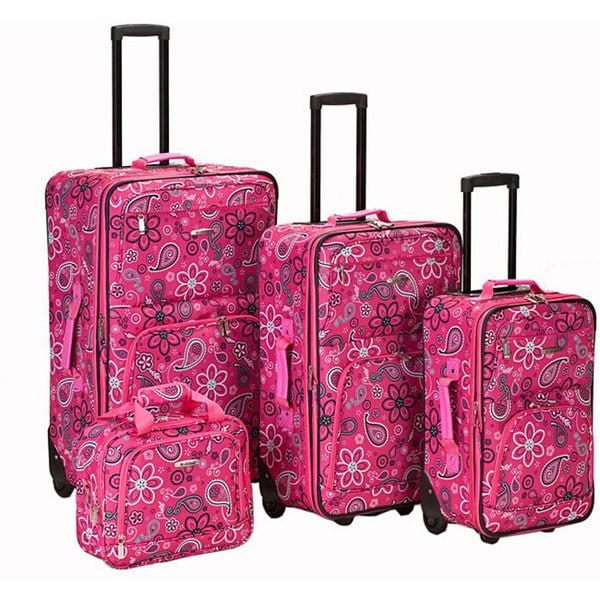 Shop Rockland Deluxe Pink Bandana Expandable 4-piece Expandable Luggage ...