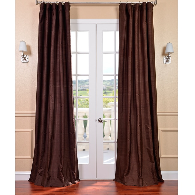 Signature Chocolate Textured Silk 84 inch Curtain Panel