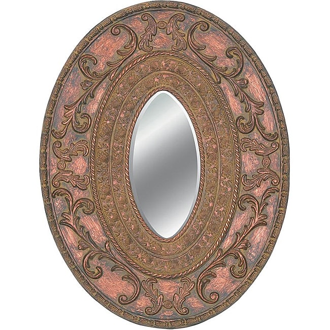 Oval Framed Dark Gold Wall Mirror