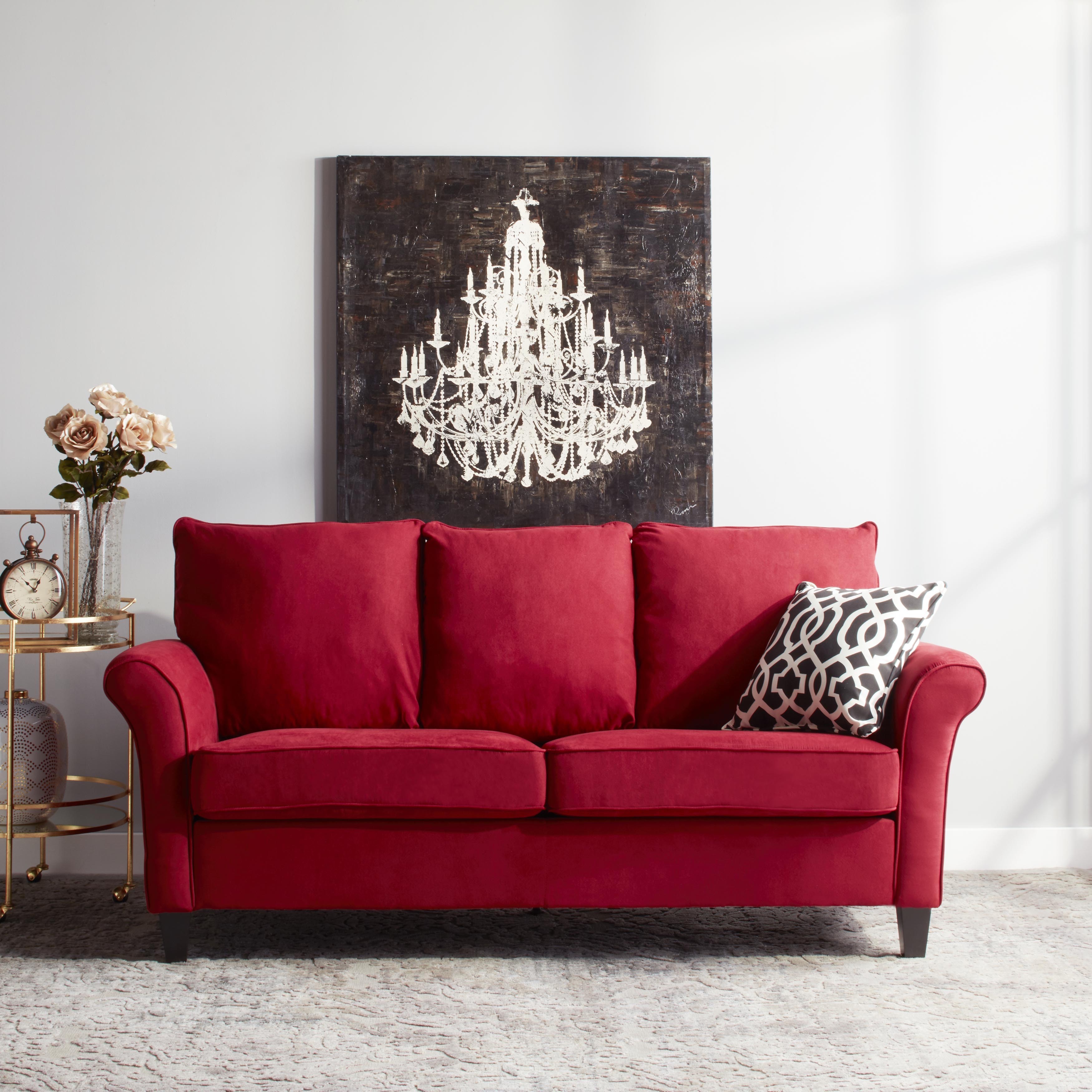 Portfolio Provant Flared Arm Crimson Red Microfiber Sofa