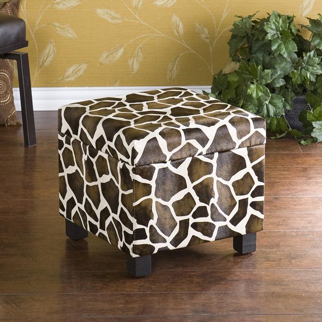 Giraffe Faux Leather Storage Ottoman