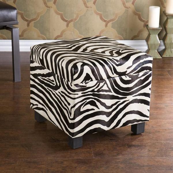 Upton Home Zebra Faux Leather Storage Ottoman