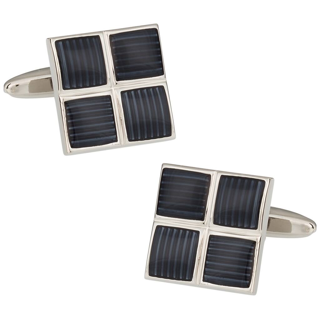 Cuff Daddy Rhodium 4 Square Grays Cufflinks