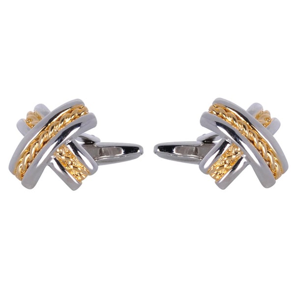 Cuff Daddy Metal Goldtone and Silvertone X design Cuff Links