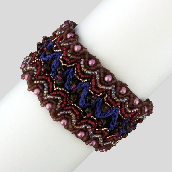 Glass and Crystal Itzela Plum Chic Bracelet (Guatemala) Bracelets