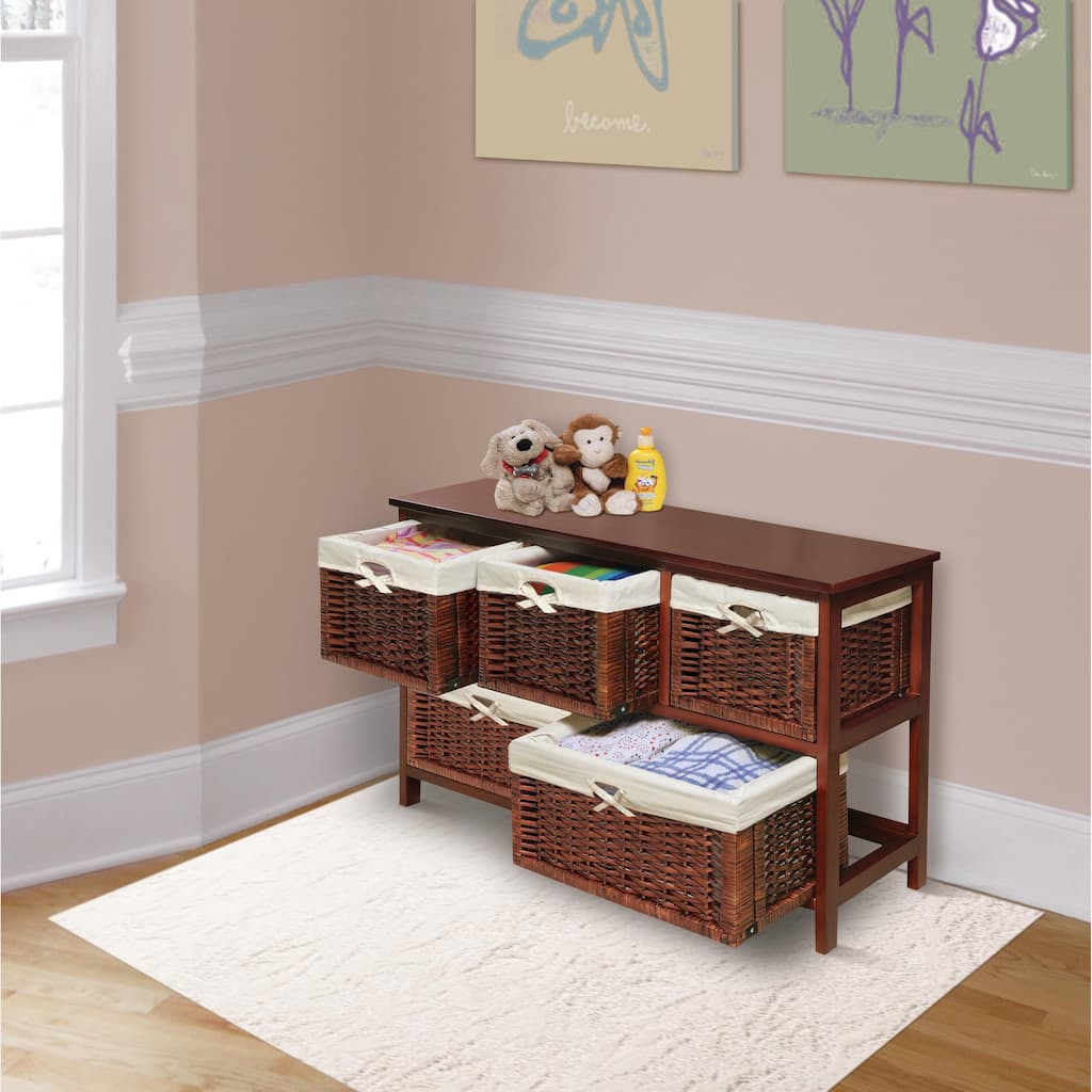 Badger Basket Five Basket Storage Unit with Wicker Baskets