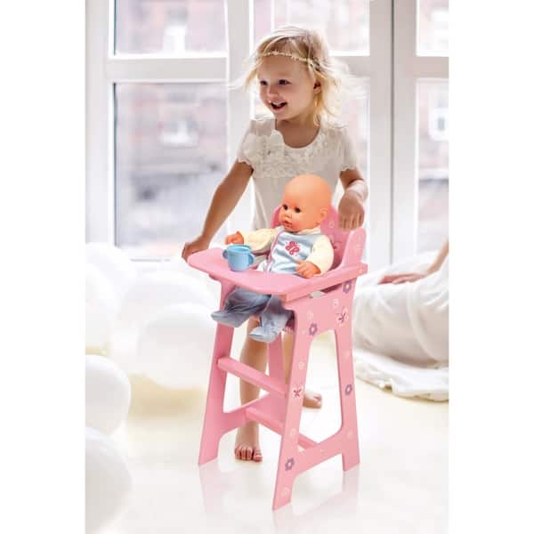 slide 2 of 4, Badger Basket Blossoms and Butterflies Doll High Chair - Pink