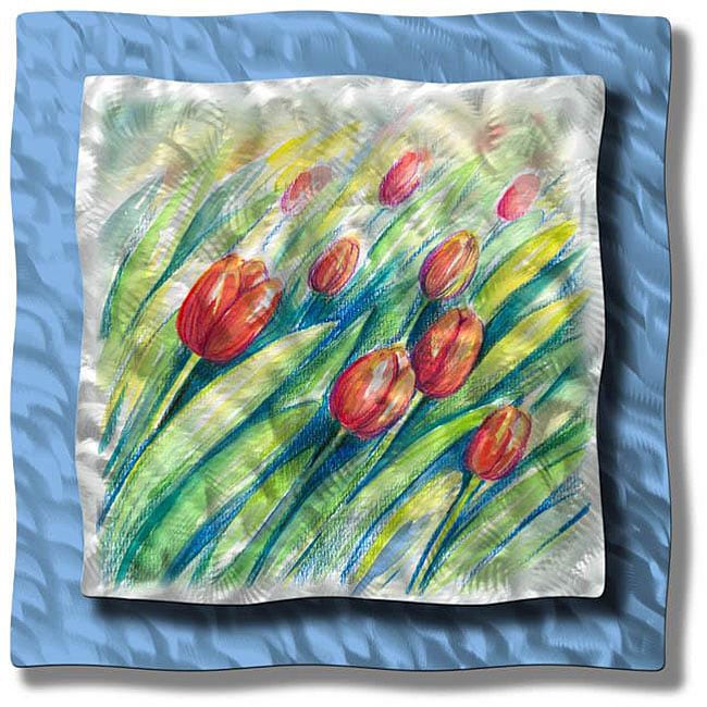 Ash Carl Swaying Tulips Metal Wall Art (LargeSubject FloralImage dimensions 30.5 inches high x 30.5 inches wide )