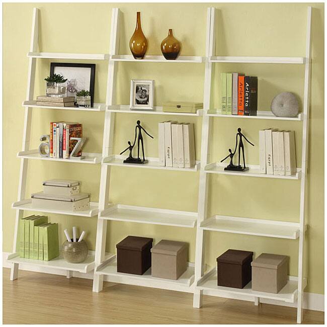 White Five-tier 3-piece Leaning Ladder Shelf Set