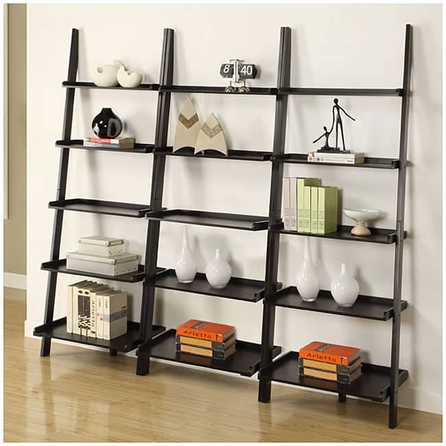 Black 5-tier Leaning Ladder Shelf (Set of 3)