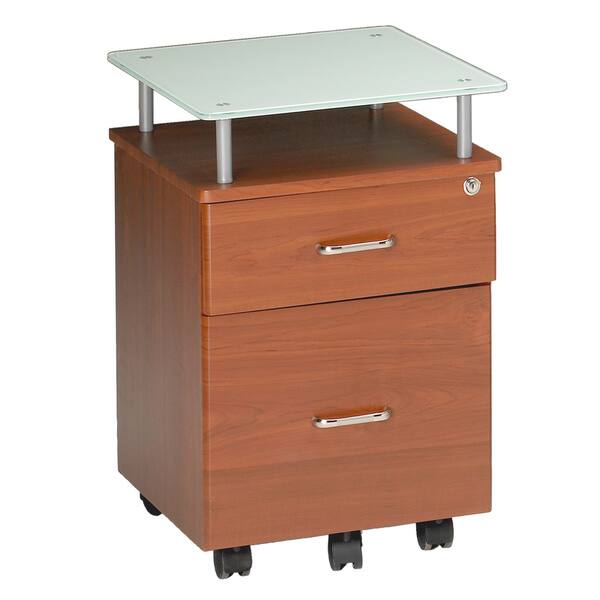 Shop Mayline Vision Black Glass Top Two Drawer Mobile Pedestal