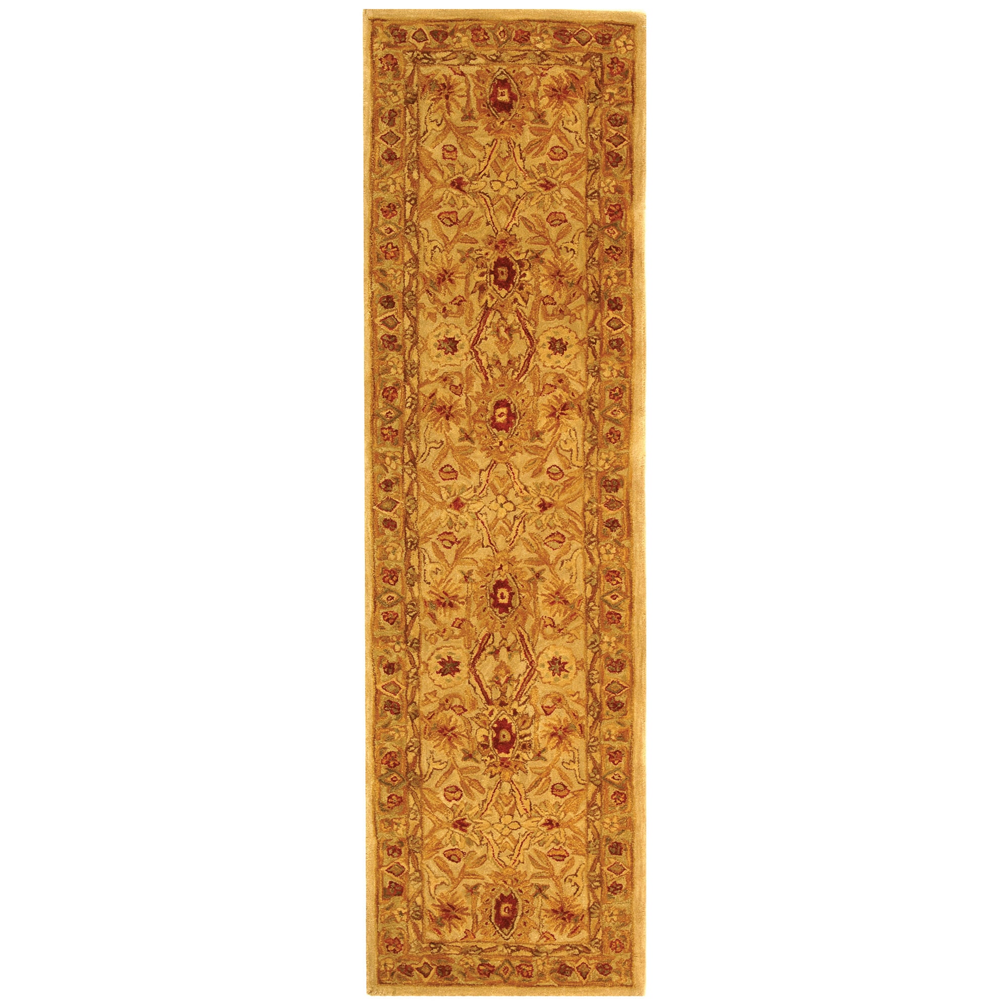 Handmade Mahal Ivory Wool Runner Rug (23 X 10)